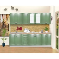 Bucatarie Zebra 260 cm din MDF Verde cu blat termoizolant imitatie crem
